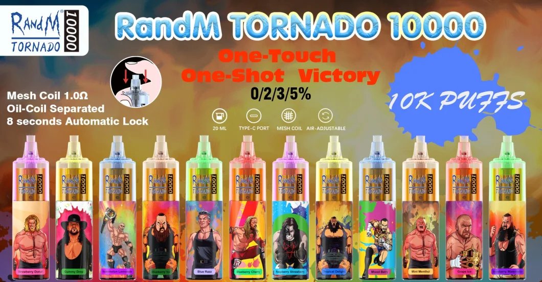 2023 Hot Selling Disposable Wholesale Vape Bar Randm Tornado 10000 Puffs with 24 Flavors Mesh Coil Disposable Pod Vape