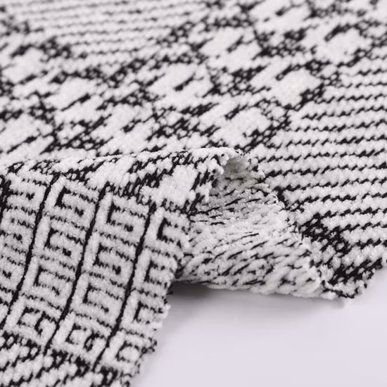 Usine personnalisée Slub Hacci Chenille Jacquard Knit 100% Polyester Tissus Jacquard pour matelas