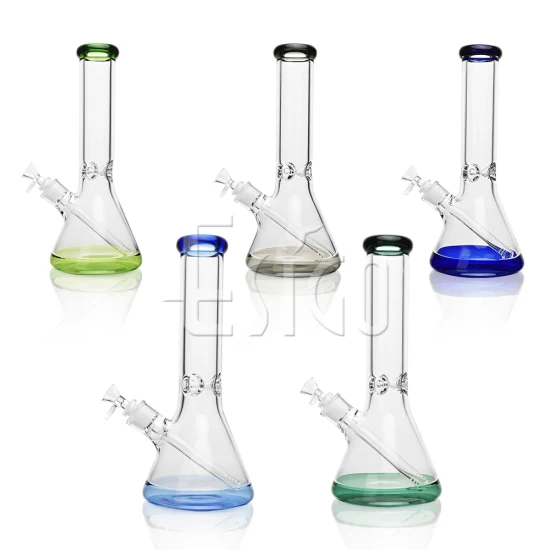 Esigo Verre Vente Chaude Bécher Lourd 12 Pouces Herbe Sèche 7mm Épaisseur Pipe À Eau En Verre Pipe À Fumer En Verre Avec Tige En Bas Transparente Et Bol En Verre